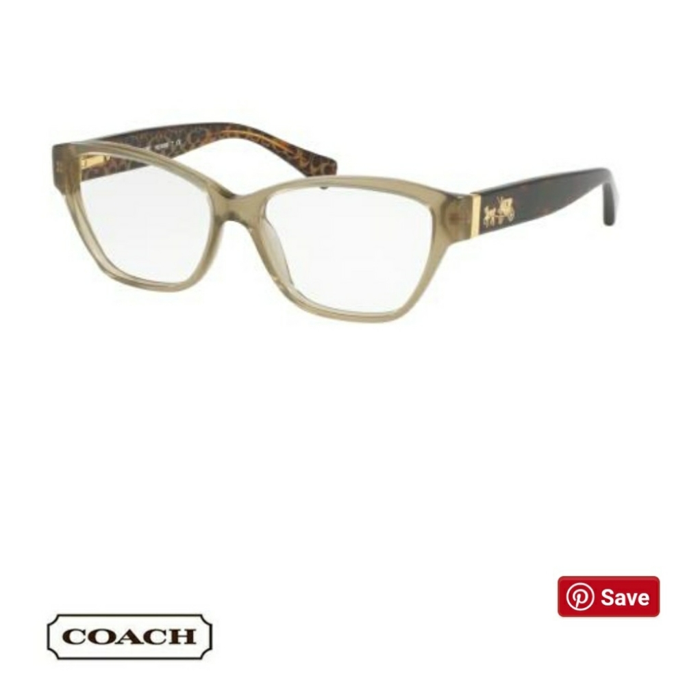Coach Olive Dark Tortoise Gold Sig C Eyeglasses and Case.